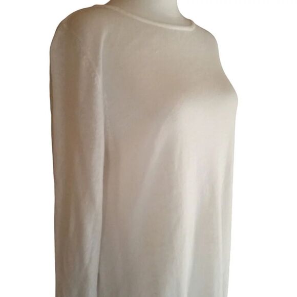 J. Jill White Loose Knit Cotton Linen Blend Pullover Tunic Sweater Size Medium - Picture 3 of 6